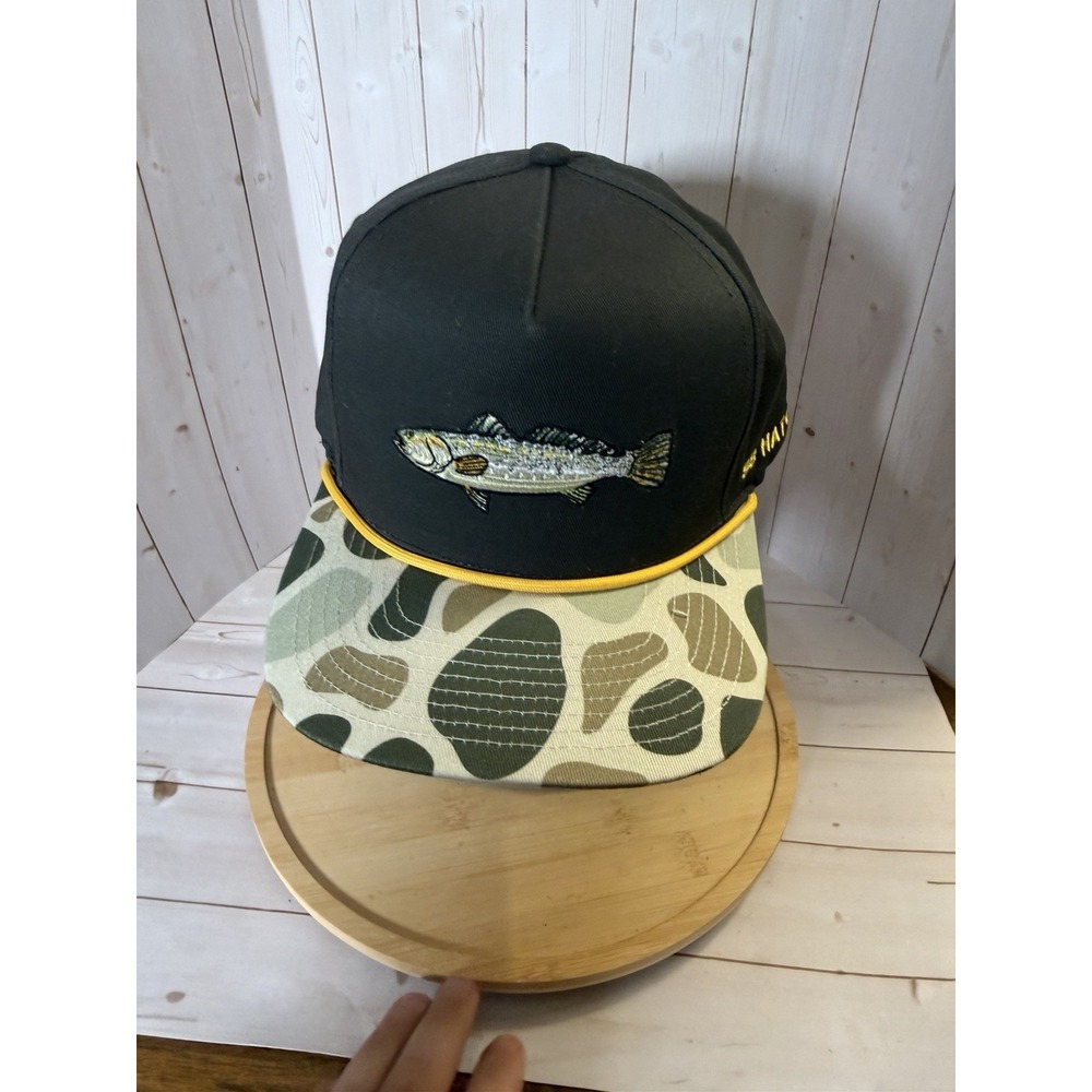 Southern String Fish Rope Hat Black Camo Snapback Fishing Trucker Hat